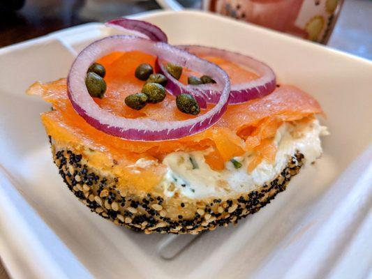 Open faced lox sandwich