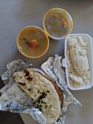 Take out - Kadhai Paneer, Veg Jalfrezi and Garlic Naan with lots of plain rice. Entree quantity is NOT worth the price tag