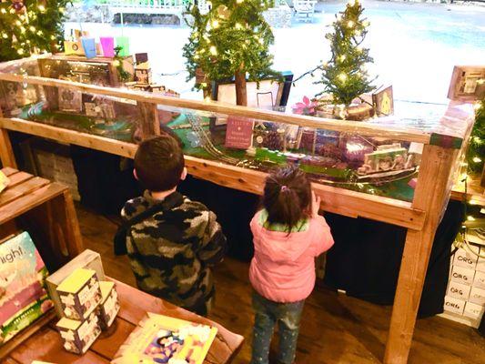 A beautiful toy train display to entertain the young and young at heart!