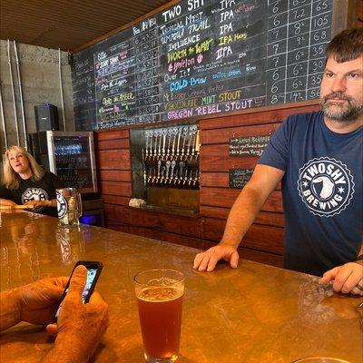 Lyle and Danielle Hruda and the extensive beer list.