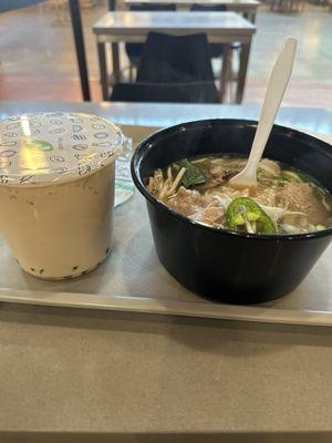 Pho Bowl and Original Milk Tea