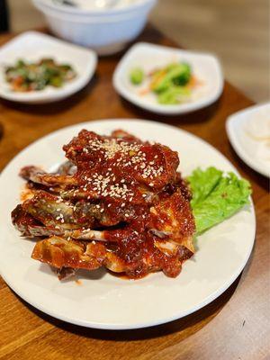 Spicy raw marinated crab