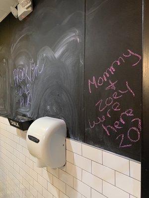 The restrooms were immaculate and the chalkboard walls were pretty cool!