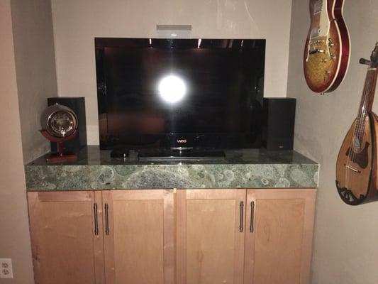 Music room counter top in marble.