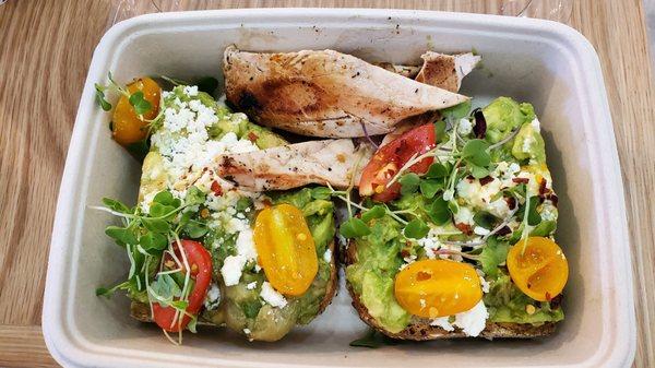 Avo toast with grill chicken