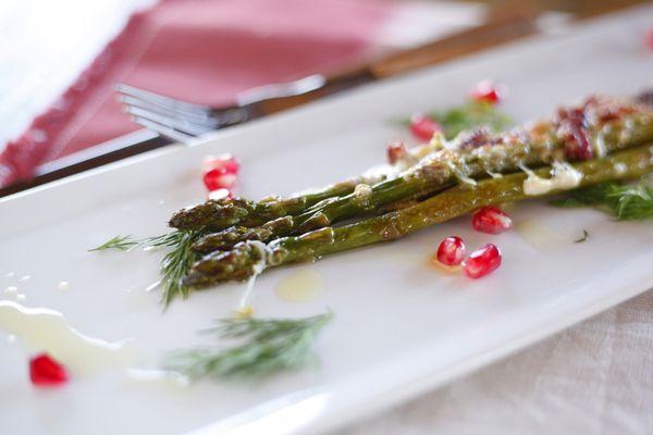 Sexy Kitchen's specialty pomegranate and dill grilled asparagus.