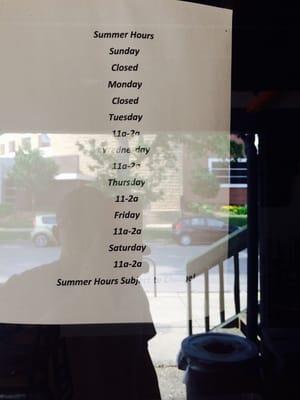 Hours as of 6/23/14