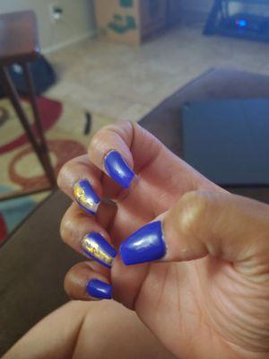 Blue/purple with gold foil...