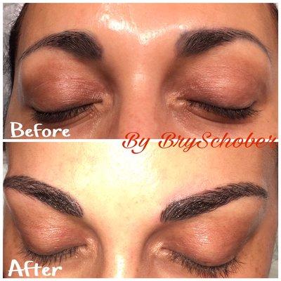 Microblading over previous tattoo