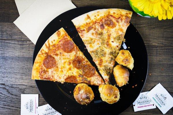 Pepperoni Pizza - Sausage Pizza -Garlic Knots