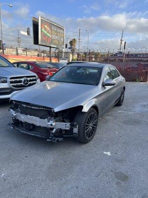 a 2022 Mercedes getting a new bumper, grill, and headlights