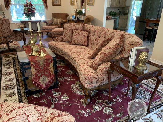 Tufted back sofa reupholstered in Cedarville