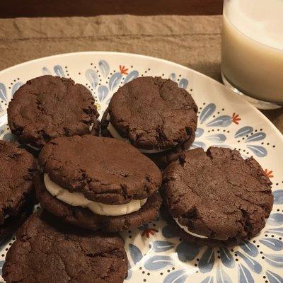 Soft "Oreo" Cookies with a thick, sweet filling. Perfect with a glass of milk.