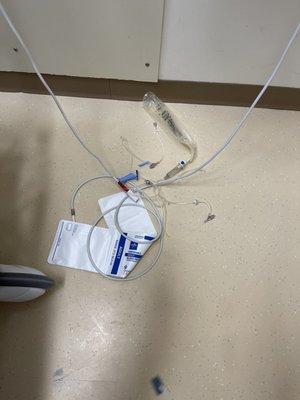 BP Cuff, o2 sat monitor, empty iv bag