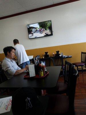 Watching Vietnamese program at a Vietnamese restaurant