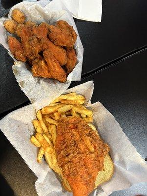 Chicken wings/Hushpuppies & Fish/Cajun Fries