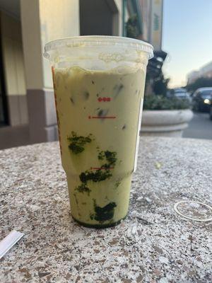 Horribly prepared, inedible Matcha Latte that didn't contain the flavor i asked for and for some reason had espresso shots in it.