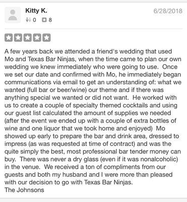 Great Review that Yelp didn't display.