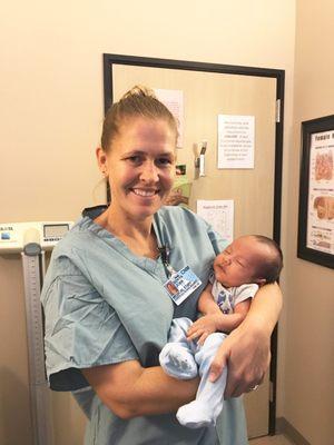 Sonya with baby Zayn at my postpartum appointment