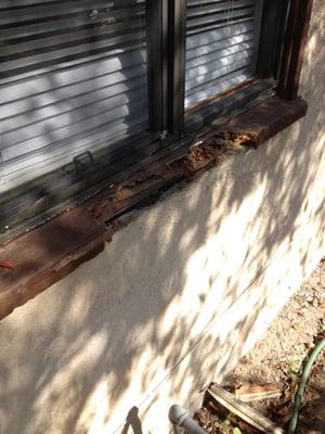 This is the before picture of the window sill that was replaced.