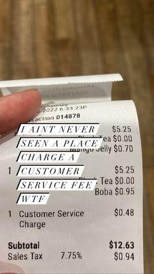 The "customer service charge"