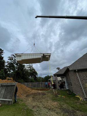 Crane over house