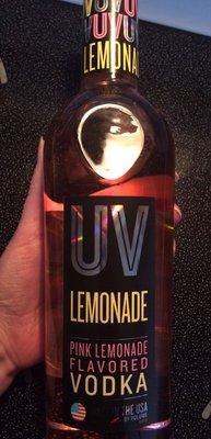 UV pink lemonade flavored vodka. Only about nine dollars