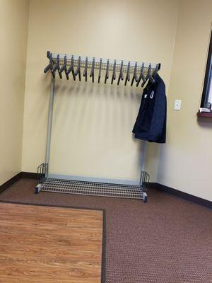 Coat rack to hang your coats up do they don't get all wrinkled while you wait to see the Dr.