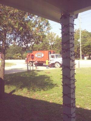 Seen blocking entrance way to neighborhood and our business..