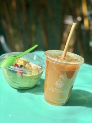 Green Bowl & Cold Brew Coffee with cashew milk