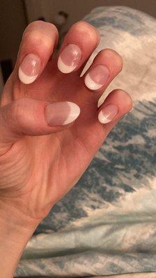 French tip dip powder extensions. Good quality and still in mint condition 1 week later!