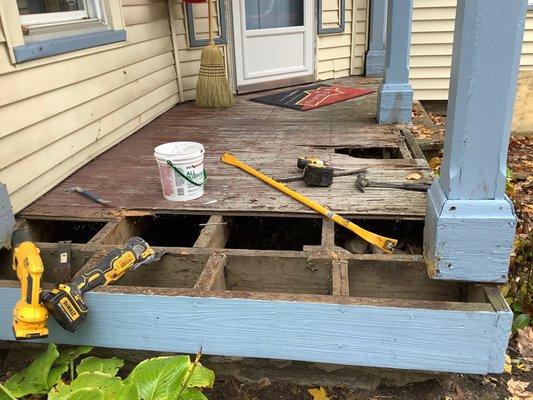 This customer needed his front porch deck boards replaced. Wait until you see the after picture!