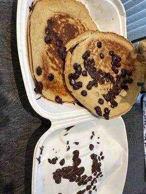 Chocolate Chip Pancakes. They threw some chocolate chips on top and let them partially melt