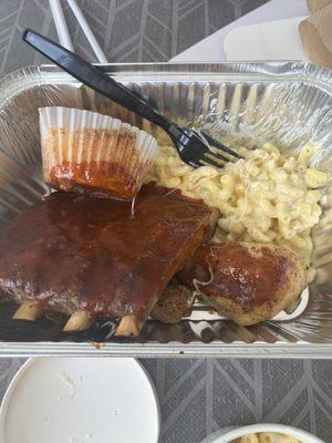 Ribs, Mac and cheese, brisket panini