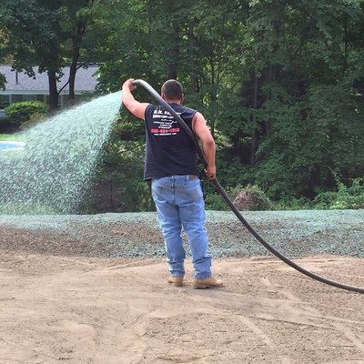 Hydroseeding in progress