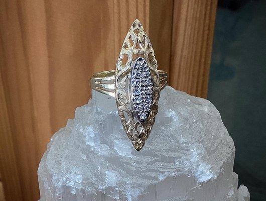 14kt Diamond Navette Ring