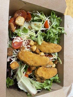 Vegetarian Caesar with vegan chicken tenders