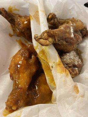 Honey lemon pepper ranch and wicked sauce wings