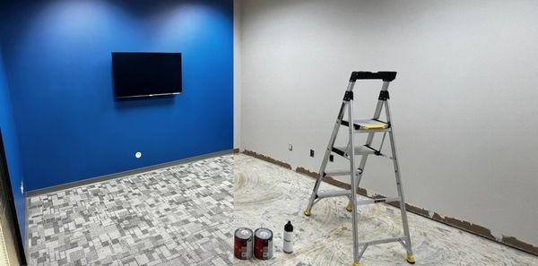 Painting walls, installing carpet panels, baseboards and installing a TV start from $800