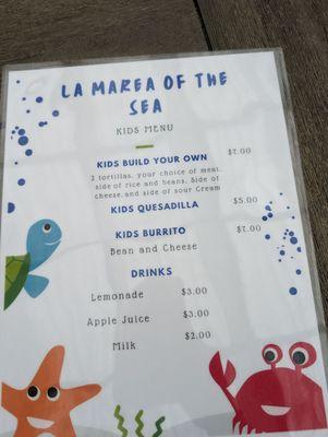 Kids menu June 2024