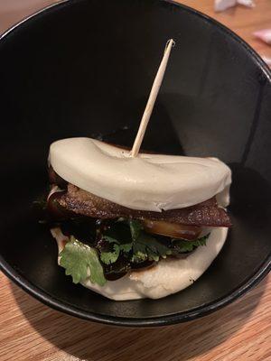 1. Cucumber, Smoked Pork Belly and Cilantro Steamed Bun