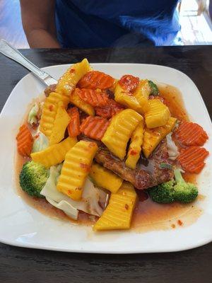 Mango Tilapia with Veggies. Look at all that fresh Mango!!