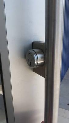 Commercial high security cylinders installed. This was for a new bank opening in South Charlotte.