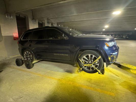 Parking garage towing