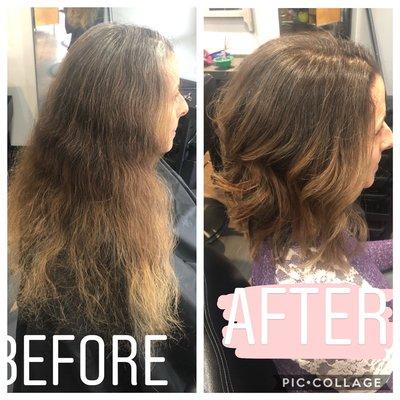 Cut color and chocolate balayage