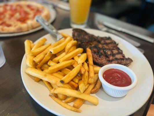 Ribeye & fries - fries were good, meat was well-done