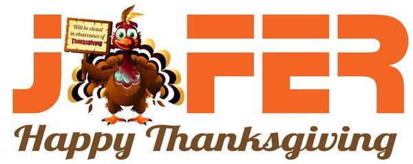 We are truly THANKFUL for your business and friendship! We'll closed Nov 24-25 for holiday. Sat open 10am-3pm