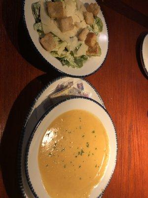 Lobster Bisque and Side Caesar Salad