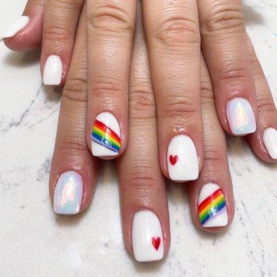 Fullset #dipping powder # rainbow #heart#chrom