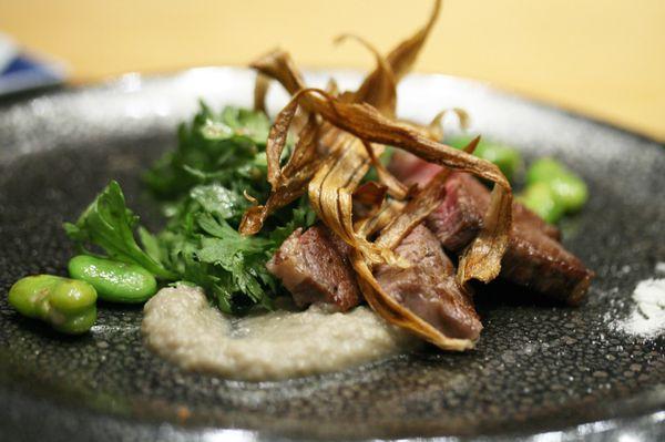 Wagyu Steak Duo: pairing of aged washugyu ribeye (Oregon, USA) and wagyu filet mignon (Miyazaki, Japan)